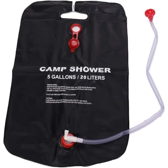 Sac De Douche Solaire Switty – 22,7 L, PVC Noir Résistant UV, Poignée Solide, Robinet Marche/arrêt, Pour Camping Et Randonnée