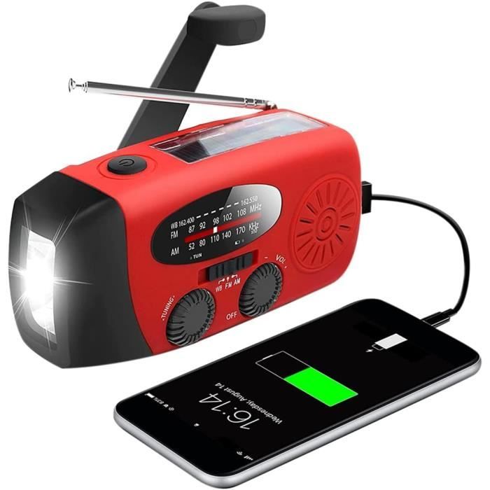 Radio Portable Manivelle Radio Solaire Survie AM/FM Radio