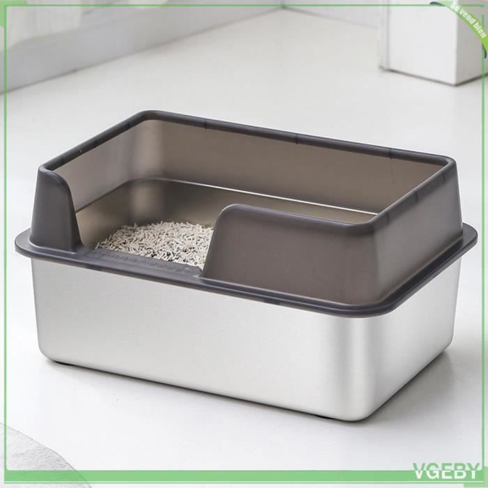 Meilleurs prix pour VGEBY bac à litière à côtés fermés en acier inoxydable Bac à litière en acier inoxydable, côtés hauts, Petite Taille Noir