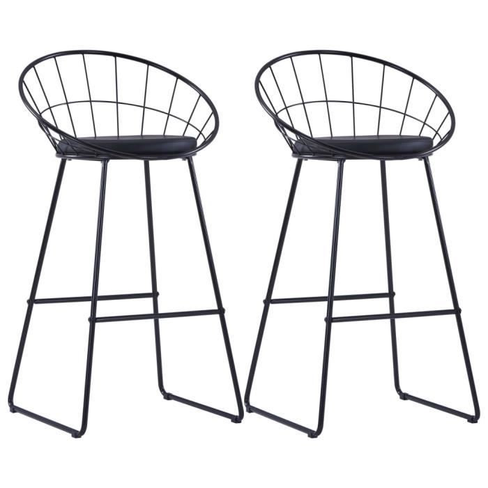 "promo"tabouret haut lmt - chaises de bar lot de 2 noir similicuir 11,1kg