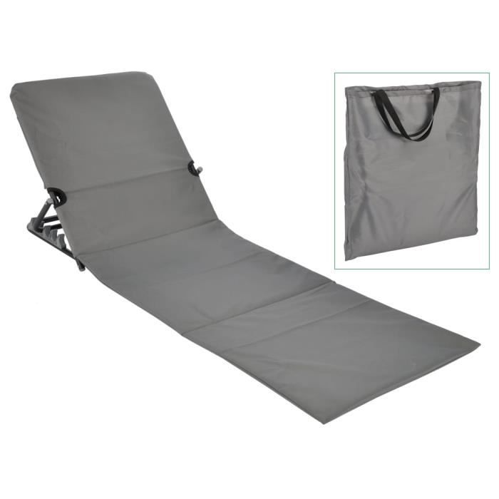 hommie-meuble® chaise tapis de plage pliable pvc gris,poids:1.9 -{2936}
