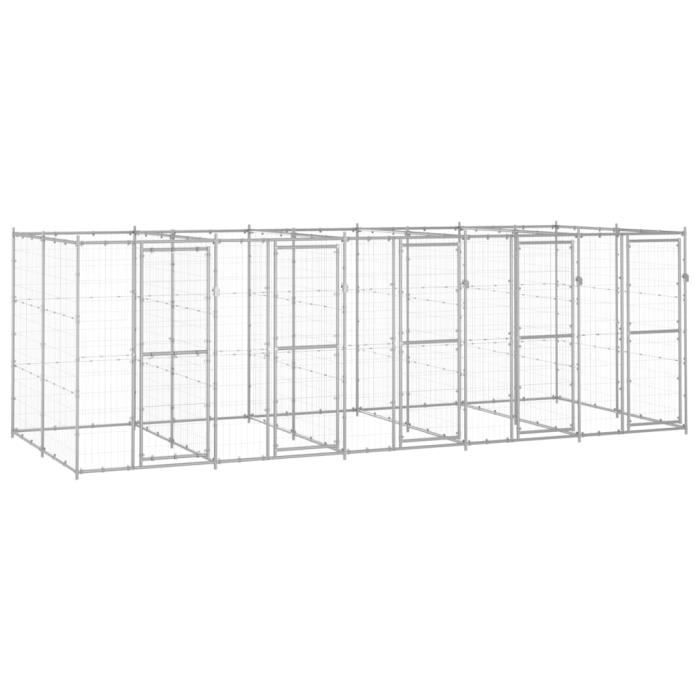vidaXL Chenil 12 1 m² Galvanisé - vue 2