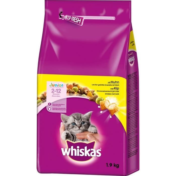 whiskas - Croquettes pour chatons - Junior de 2 à 12 Mois - Lot de 6 - 5900951258596