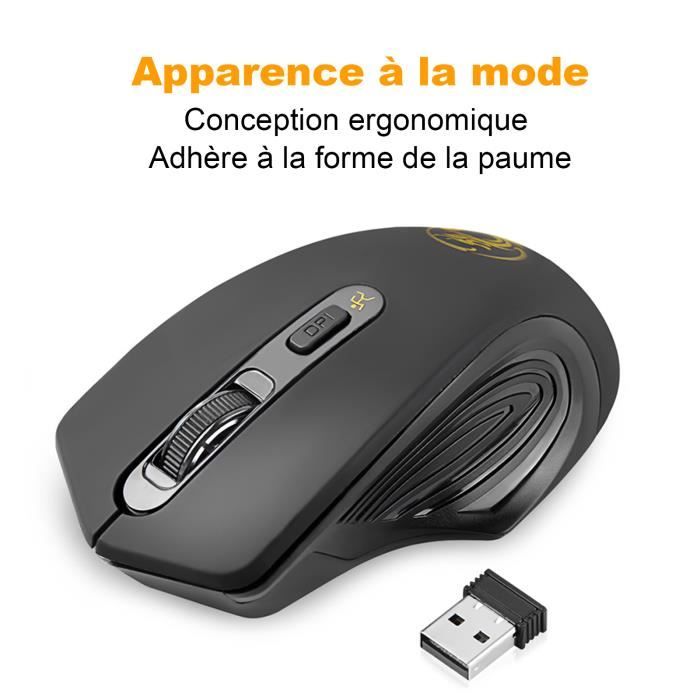 Souris Sans Fil 2000 DPI Silencieuse pour Gamer Périphérique pour Ordinateur Poste Fixe et PC Portable