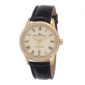 Montre Automatique Yonger & Bresson Homme Champagne Cuir Noir -