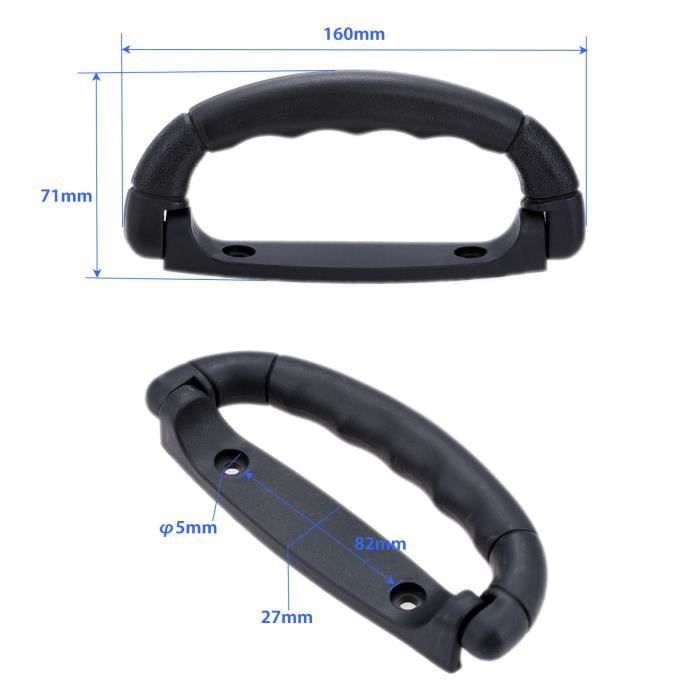 Lot De 2 Poignées De Valise De Rechange 20cm - Poignées Traction Ergonomiques Avec 8 Vis - Plastique Robuste