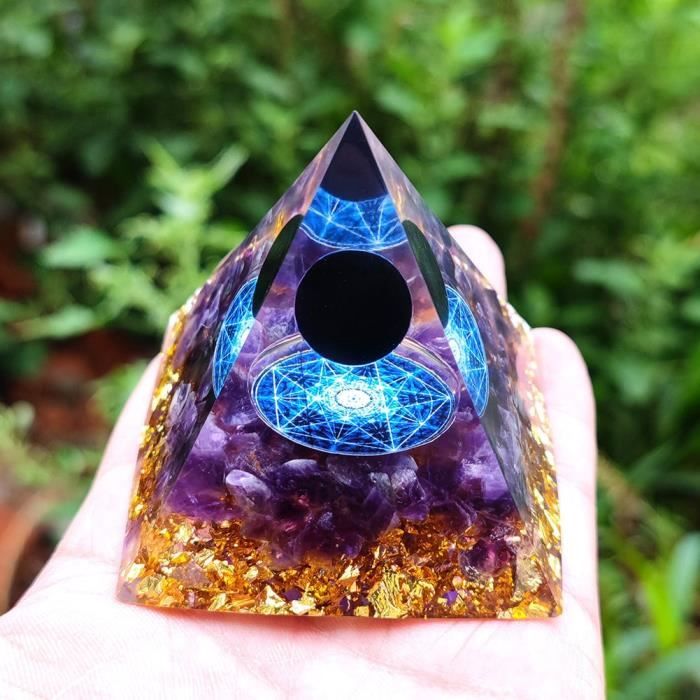 Pyramide En Améthyste à 7 Points Avec Pierres Des Chakras - Outil De Méditation Et D'équilibrage énergétique