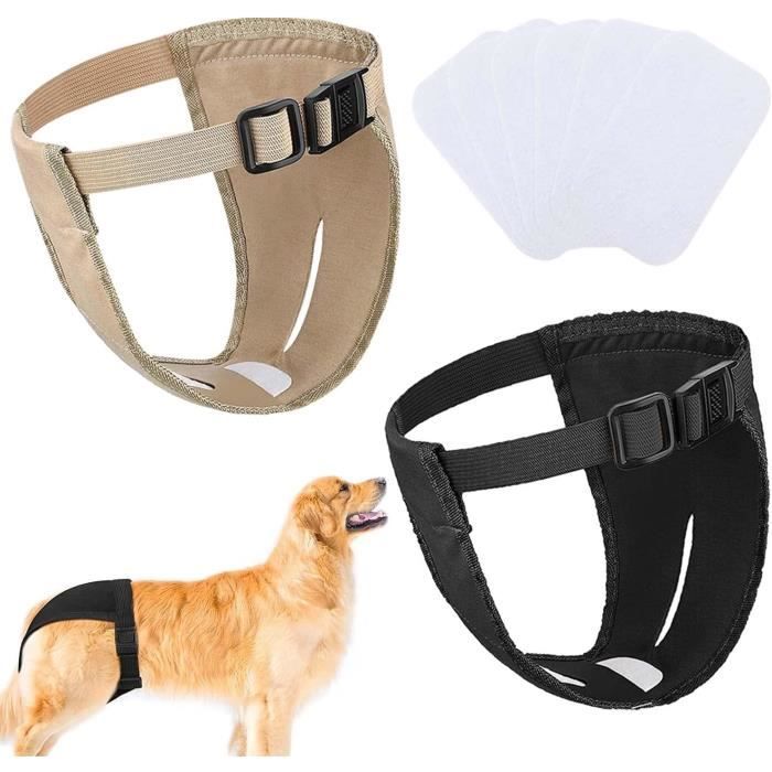 Meilleurs prix pour 2Pcs Couches Lavables pour Chiennesrglableavec 6 Serviettes hyginiques pour chiennes en Chaleur saignement mensuel - XS