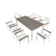 Table de jardin - AVRIL PARIS - LENA - Aluminium et bois composite - Blanc et gris - 8 personnes-1