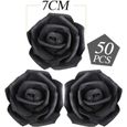 50PCS Rose Artificielle Tête de Fleur Noir Décoration Toussaint Mariage Anniversaire Party Cérémonie Accessoire de Cheveux (Noir)-1