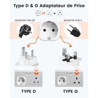 LENCENT Adaptateur de voyage de type D et G pour Maldives, Sri Lanka, Tanzanie, Zanzibar, Afrique, Dubaï, Namibie, Ghana, Inde