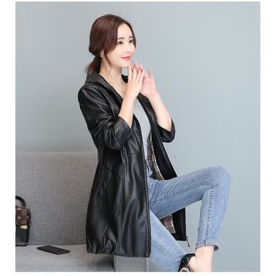 Veste longue en simili cuir femme best sale
