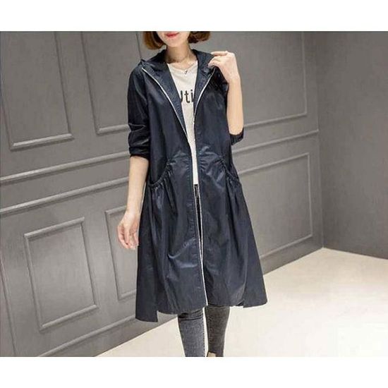 Veste Femme Similicuir à Capuche Style Moto - Fermeture éclair, Manches Longues, Coupe Courte