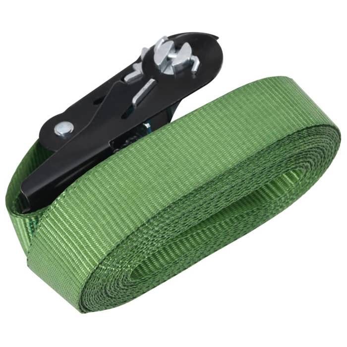Lot De 6 Sangles D'Arrimage à Cliquet 2,5m – Vert Armée, 200-550 Kg Charge Max – Fixation Robuste Pour Voiture, Moto, Kayak, Meubles