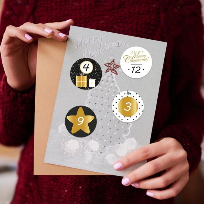 Lot De 24 Autocollants Numérotés Pour Calendrier De L'Avent De Noël De 1 à 24