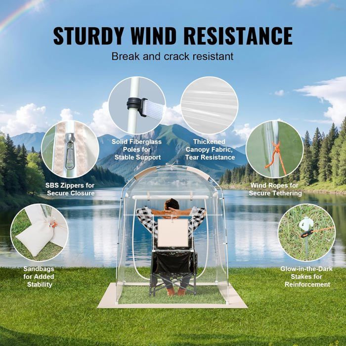 Tente de Sport Transparente pour 1 Personnes-VEVOR-1,27 x 1,27 x 1,6 m-pour Football, Événements Sportifs, Bains de Soleil - Sport