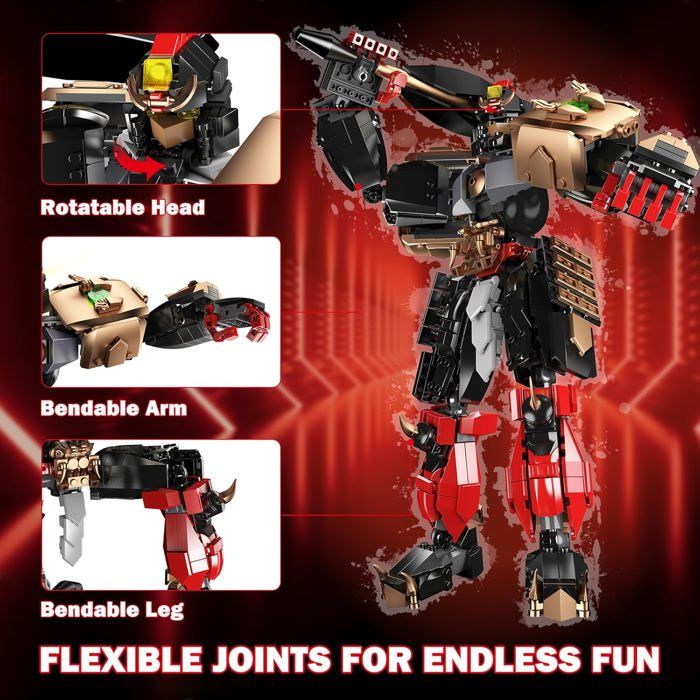 JMBricklayer Mecha Robot 70125 - Set Costruzioni Guerriero Guan Yu, 744 Pezzi, Modellino Da Collezione Per Adulti E Bambini 8-14+ Anni