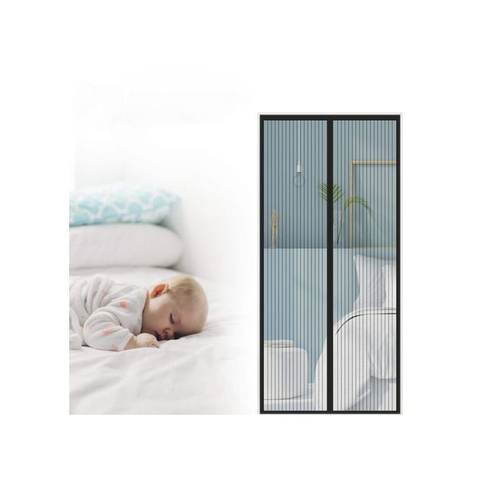 Rideau Anti-moustiques Magnétique Pour Porte 80x215 Cm – Noir – Polyester – Sans Marque