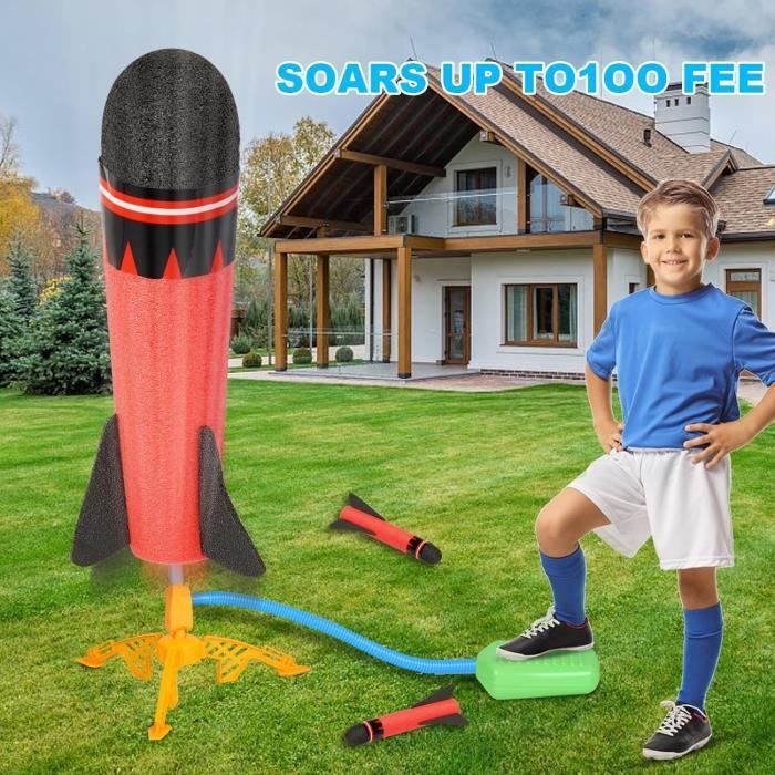Lance-roquettes jouet pour les enfants, tire jusqu’à 10mètres, 9 fusées en  mousse colorées