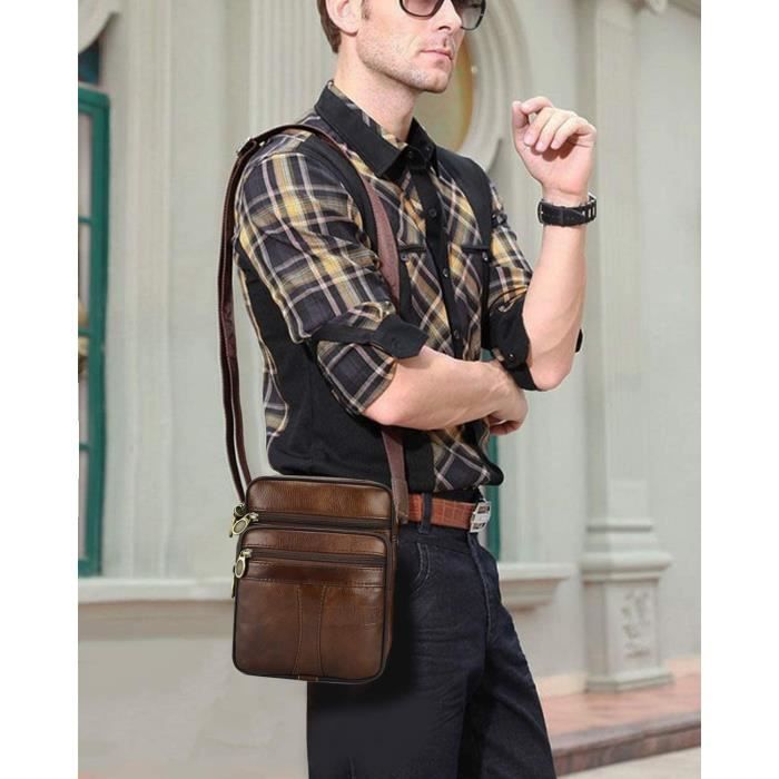 Sac Bandoulière Homme Sac Photo Cuir Vintage Sac Bandoulière Homme