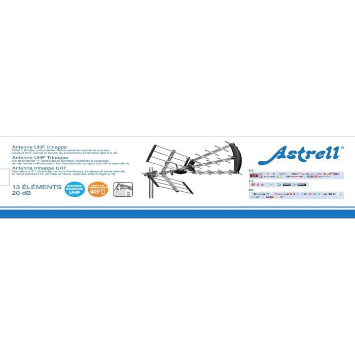 Antenne TV extérieure - Trinappe - 415044 - Gain 26dB - Filtre 4G