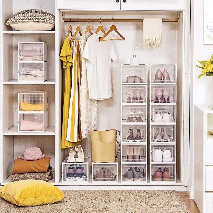 Armoire De Rangement Penderie à Vêtement Pliable 11 Compartiments Et 1 Tringle En Tissu + Fer, 150x46x179cm, Noir