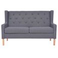 Canapé droit fixe 2 places Moderne Sofa de salon Canapé de relaxation Tissu Gris Meuble© ®MOEFAN®-2