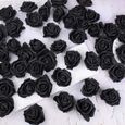 50PCS Rose Artificielle Tête de Fleur Noir Décoration Toussaint Mariage Anniversaire Party Cérémonie Accessoire de Cheveux (Noir)-2