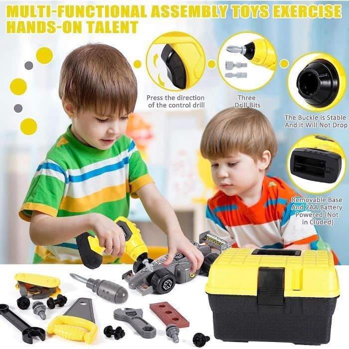 Magic Montessori Boîte à outils de jeu Montessori avec perceuse, boîte