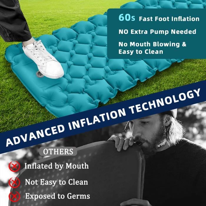 Matelas Autogonflant 10cm - Tapis Camping Randonnée 1 Personne