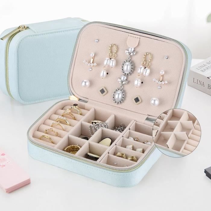 Générique Petite boîte à bijoux en velours pour femmes et filles avec  miroir, mini boîte de rangement portable pour bagues, boucles d'oreilles,  colliers, bracelets : : Mode