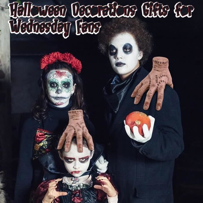 Main Mercredi Addams Réaliste - Accessoire Cosplay Horreur, Déco Halloween - Vinyle Haute Qualité