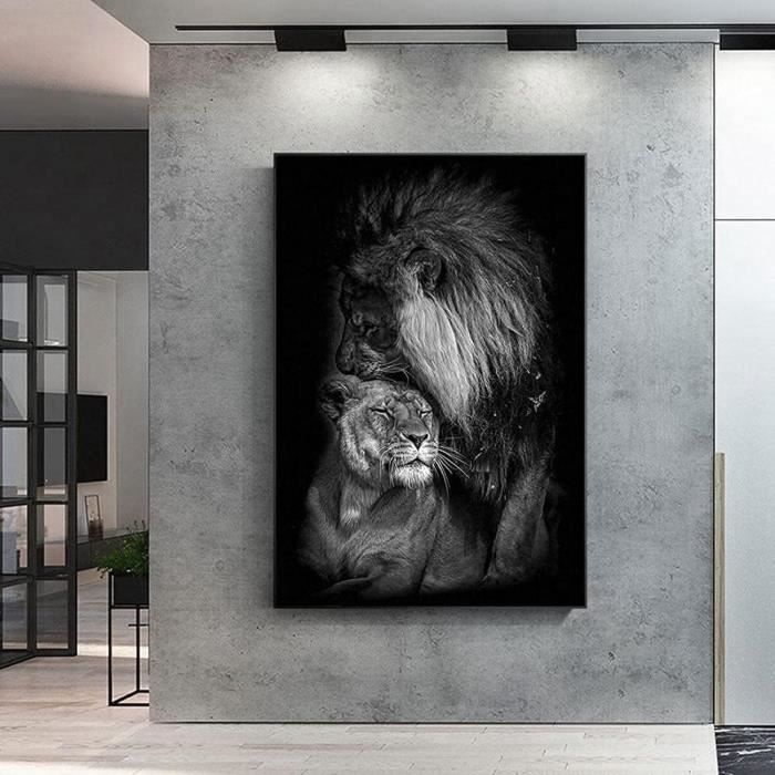 Tigre lion mur art suspendu peinture salon fond décoration murale tigre sauvage