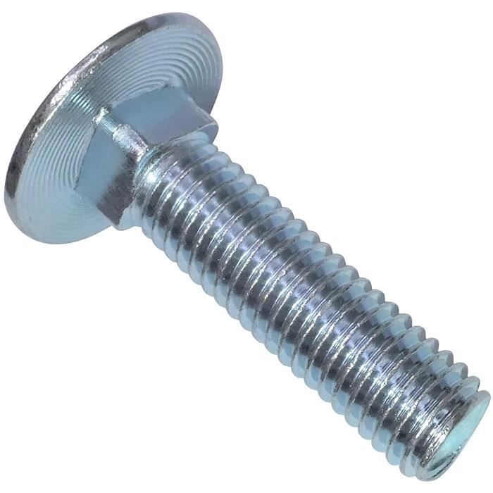 Boulons De Carrosserie Tête Ronde Collet Carré – Acier Inoxydable 304 – M4 à M12 – Longueur 10-100 Mm – Lot 20 (M4x30 Mm)