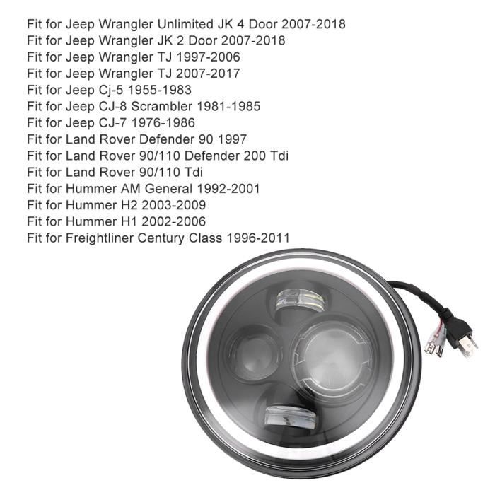 LED Conduite 7 pouces Phare Rond, Phare LED Rond Halo Angle Yeux