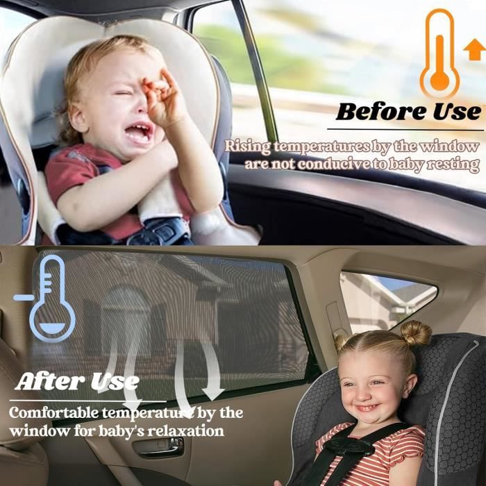 Akapola Pare Soleil Voiture Bébé, 2 Pièces Chaussette Voiture Soleil pour Enfants et Animaux, Bloquer Les Rayons UV et Protection de la Vie Privée, Compatible avec 98% des Véhicules