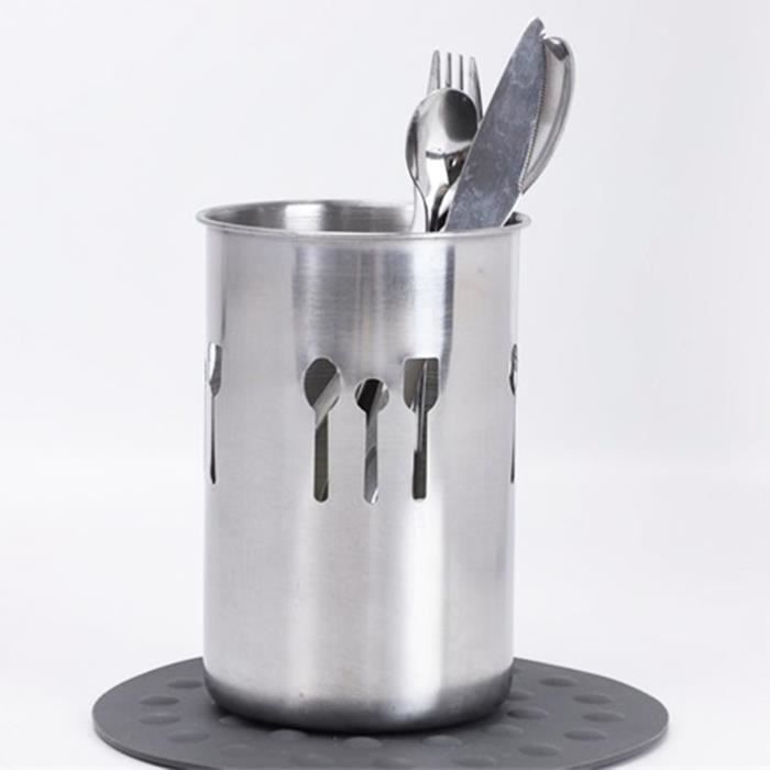 Pot à Ustensiles De Cuisine Rotatif En Acier Inoxydable - Rangement Pratique Et Design - Coloris Orange