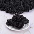 50PCS Rose Artificielle Tête de Fleur Noir Décoration Toussaint Mariage Anniversaire Party Cérémonie Accessoire de Cheveux (Noir)-3