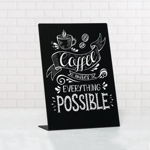 Lot De 6 Présentoirs De Table Ardoise A4 En Acrylique Noir - Support En L - Pour Restaurant, Café, Mariage