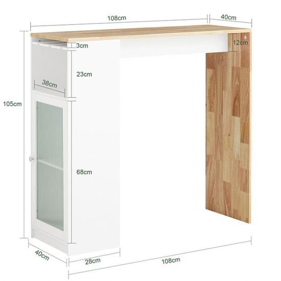 Table Haute De Bar SoBuy 120x50x105 Cm Effet Marbre Avec 3 étagères | Cadre Métal Noir, Charge 45 Kg, Pour Cuisine/salon
