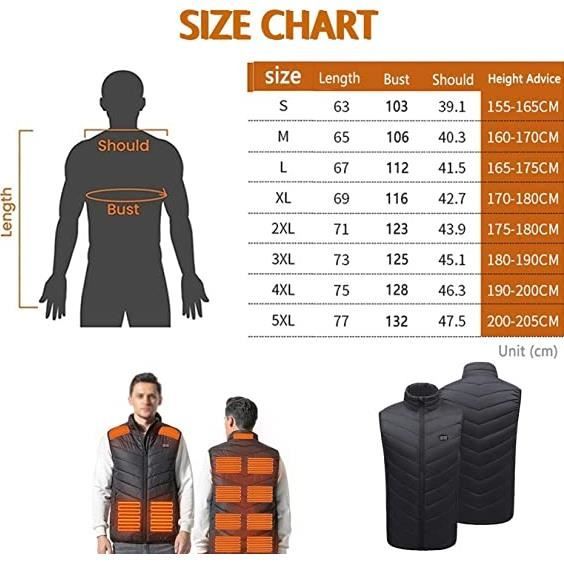 Gilet Chauffant Homme Avec Batterie – 9 Zones De Chaleur, Idéal Pour L’hiver En Extérieur !