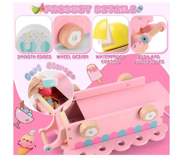 Glacier En Bois Pour Enfants - Jeu D'imitation Crémerie Avec Accessoires - Cadeau Pour Filles 3-6 Ans