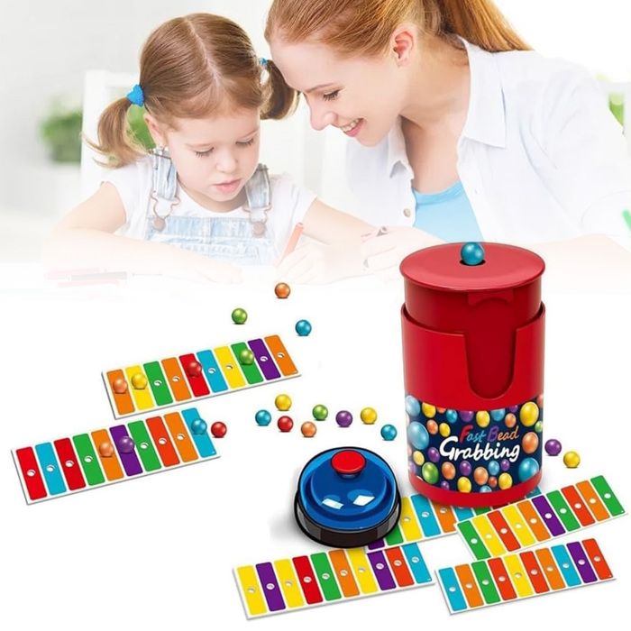 SDOTXA Jeux de Société à Lignes Colorées Amusants, Jeu Rapide de Saisie de Perles pour Deux Joueurs avec Clochettes pour Adultes et Enfants, Jouets