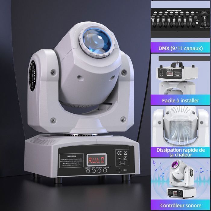 Projecteur Lyre LED 100W 8 Prismes 12 Couleurs - Lumière Scène Tête Mobile DMX Pour Soirées