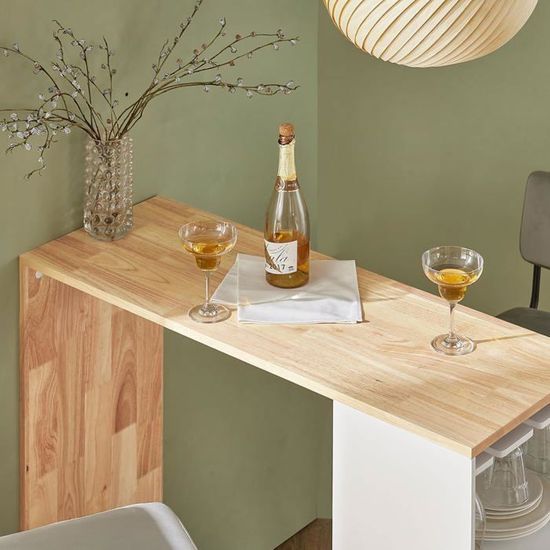 Table Haute De Bar Avec Porte Et Porte-verres - 108 X 40 X 105 Cm, Design Moderne Pour Cuisine Ou Salon
