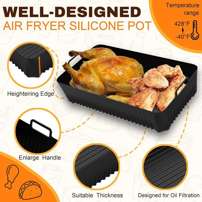 3 Moules Silicone Pour Cosori Air Fryer 10L - Accessoire Cuisson - Compatible Lave-vaisselle