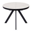 Tables à manger - Table à manger extensible et ronde "Roma" en céramique et métal - Blanc/noir - D 120/160 x H 75 cm-0