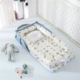 Lit Bébé Portable en Coton Reducteur de lit Pliable Nid pour nouveau-né nourrisson de voyage Lavable Berceau 0-2 Ans, Animaux Bleu-0