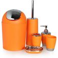6pcs salle de bains accessoire set poubelle porte-savon set Ensemble Accessoires Set Porte-brosse dents poubelle-Orange-0