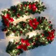 2,7M Guirlande Sapin Artificiel Lumineuse NoëlGuirlande de Sapin Noël Artificiel avec LED et Fleur Boule pour Décoartion Chemin 162-0